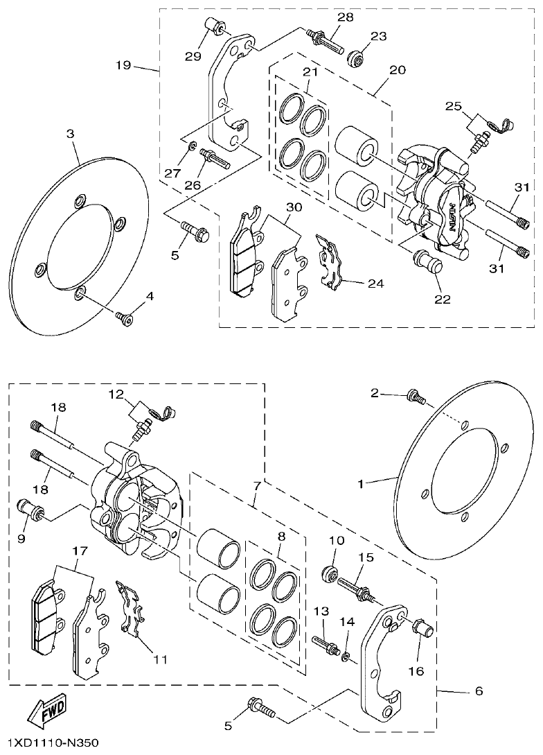 Yamaha VIKING1XP9_2014 FRONT BRAKE CALIPER parts diagram